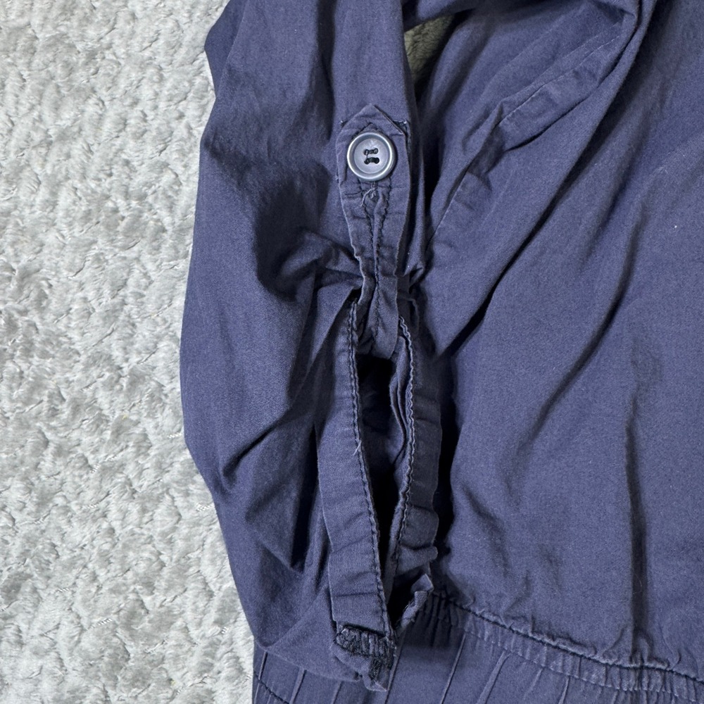 Maurices Navy Blue Utility Jacket Button Front Roll Tab Sleeve Distressed - Picture 4 of 11